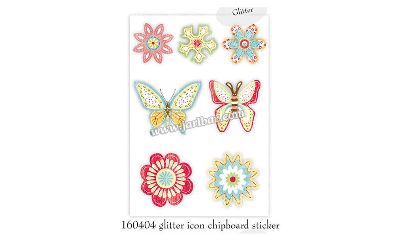 160404 glitter icon chipboard sticker