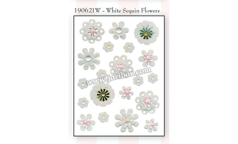 190621W-white sequin flowers